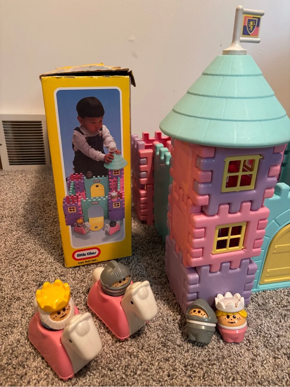Vintage Rare Set Wee Waffle Storybook Castle - Pastel Pink, Purple & Blue